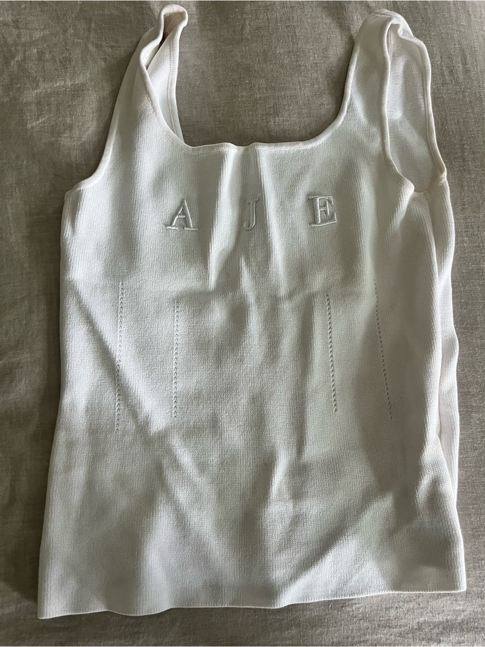 Aje White Armeria Crepe Logo Tank Medium